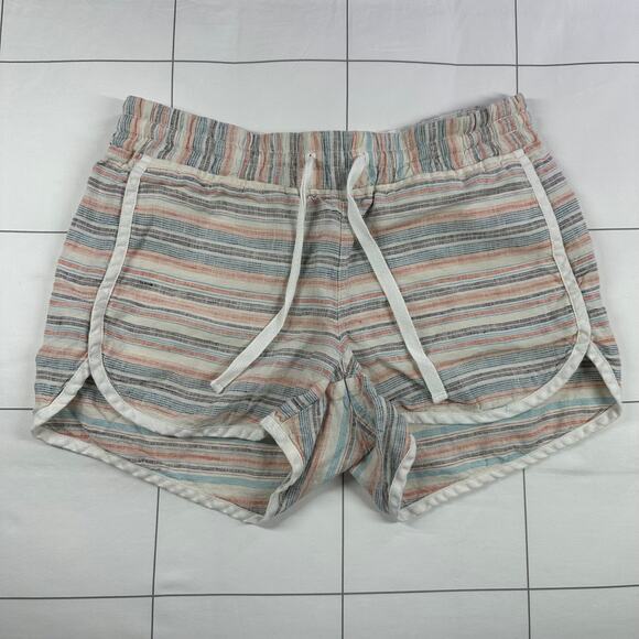 Athleta Shorts Womens 4 Cream Multi Striped Jacquard Sandbar Linen Beach Casual - Picture 2 of 11